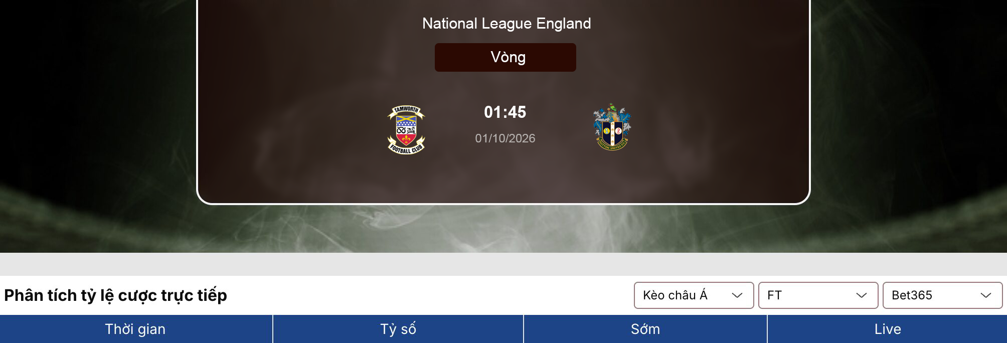 Kèo nhà cái: Tamworth vs Sutton 1h45 ngày 1/10/2026 1 Kèo nhà cái