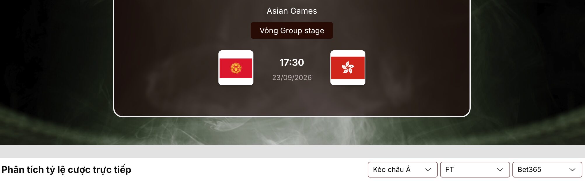 Soi tỷ lệ kèo: U23 Kyrgyzstan vs U23 Hong Kong 17h30 23/9 1 Soi tỷ lệ kèo